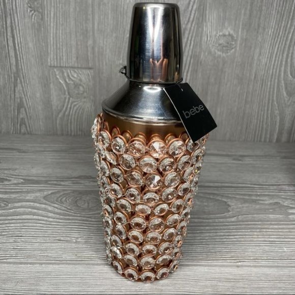 Bebe rose gold jeweled wine cooler and cocktail shaker decorative bar tools - Picture 2 of 8